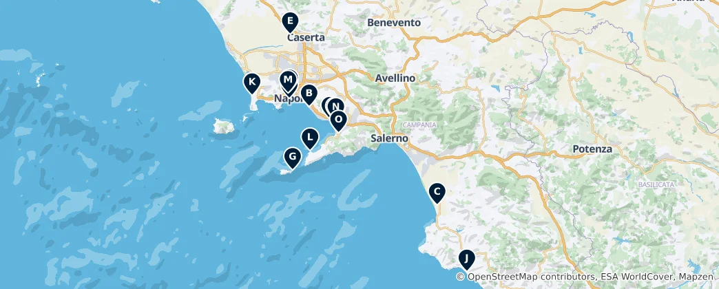 Mappa di Archaeological Sites in Campania