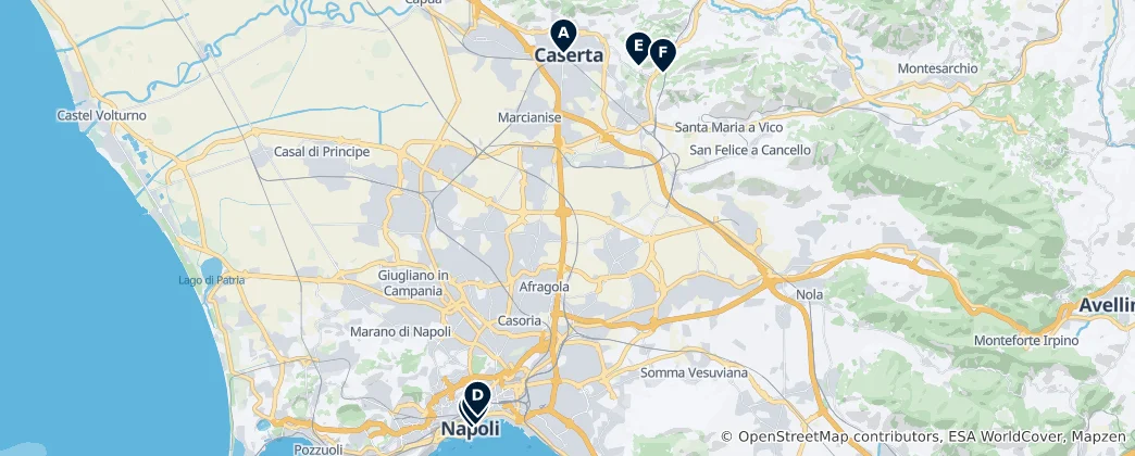 Mapa De Castles and Palaces of Campania