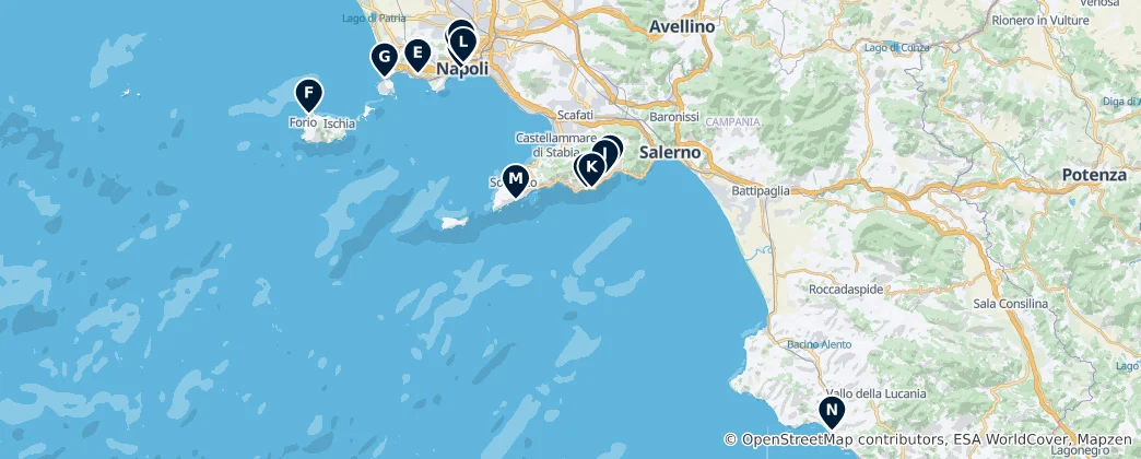 Map of Hidden Gems of Campania