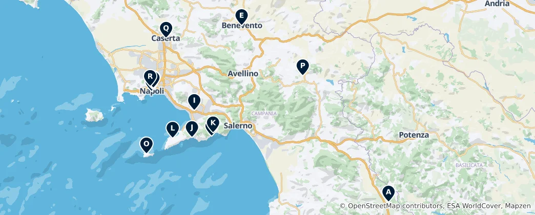 Karte von Iconic Churches of Campania