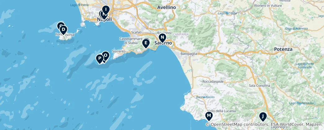 Karte von Viewpoints & Nature in Campania