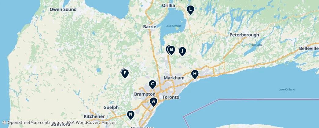 Greater Toronto Golf Courses — Mappa