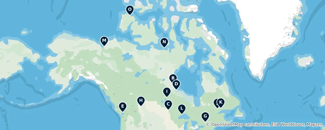 Mapa Canada's Historic Sites