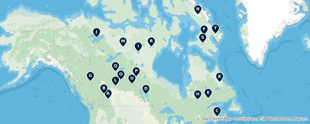 Map of Canada's Natural Wonders