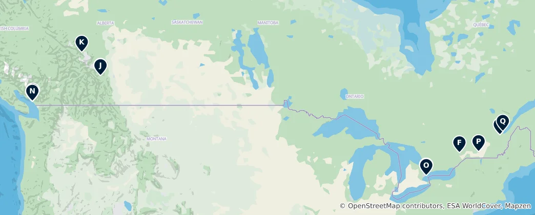 Mapa Canada's Unmissable Icons