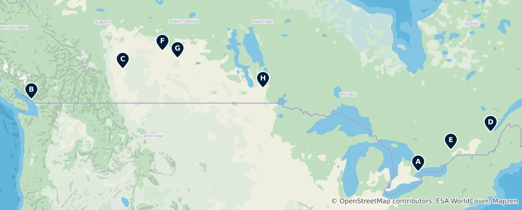 Mapa Canadian Museums & Galleries