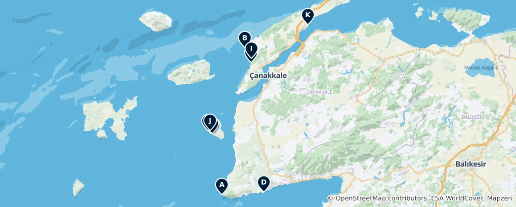 Mapa Beaches & Coastal Landmarks