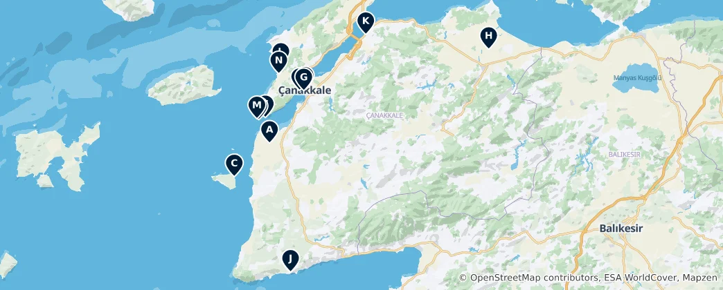 Historical Sites of Çanakkale 지도
