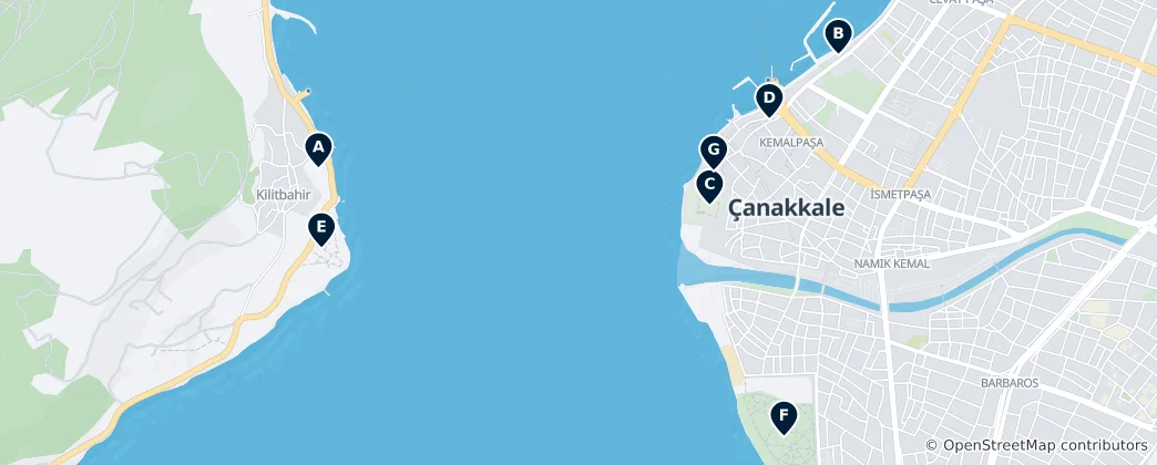 Mapa Çanakkale Must-Sees