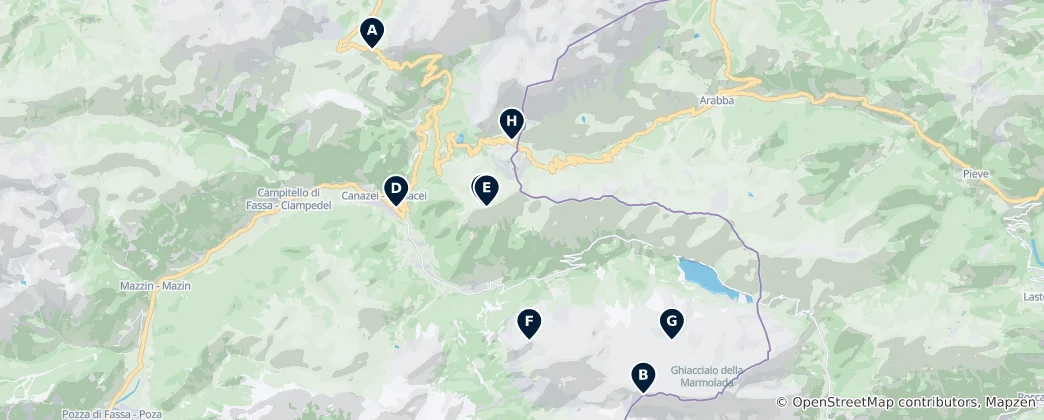Map of Dolomites Peaks & Lifts