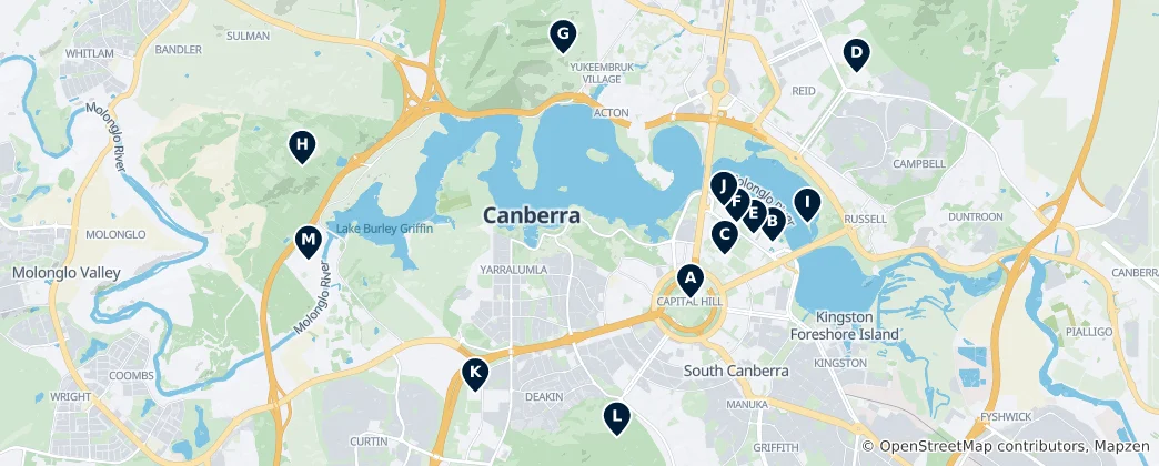 Карта Canberra's Absolute Essentials