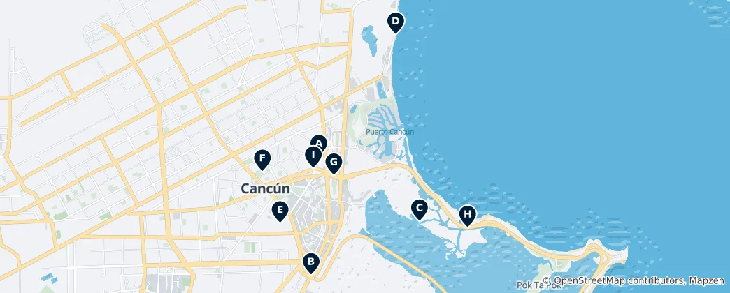 Mapa Cancun Hidden Gems