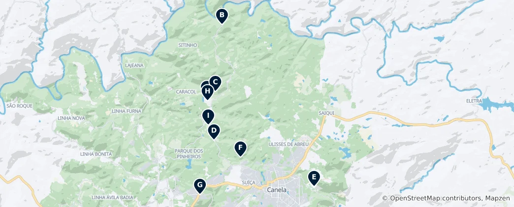 Mapa Canela's Must-See Wonders