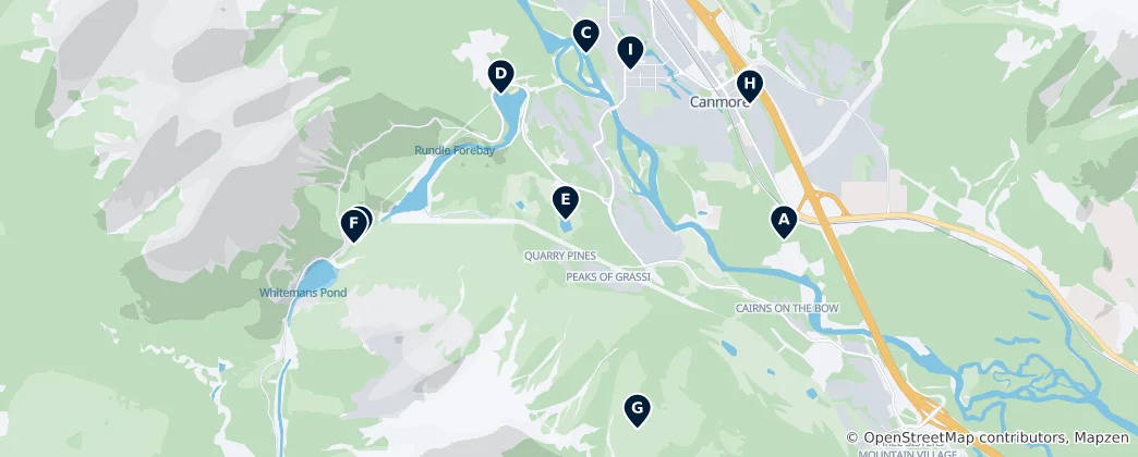 Map of Canmore's Essential Rockies & Vistas