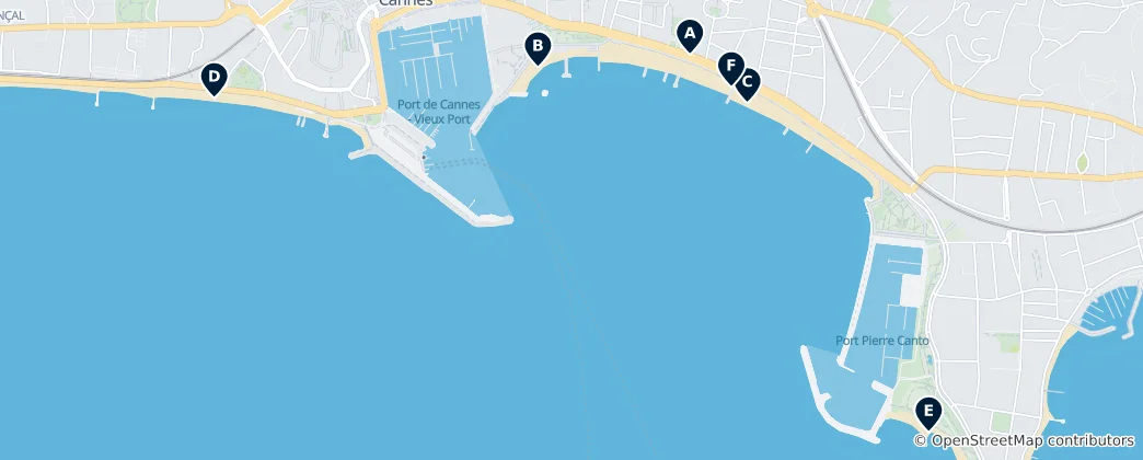 Map of Cannes Beaches and Promenade