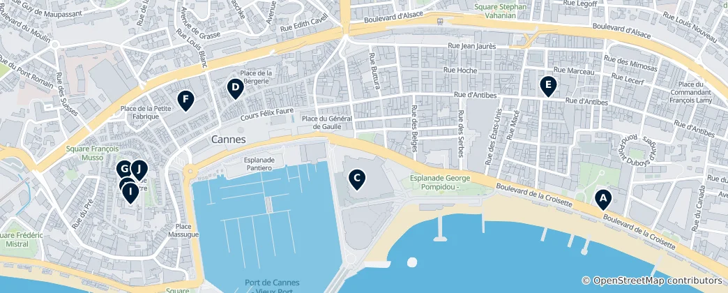 Mapa Co vidět v Cannes