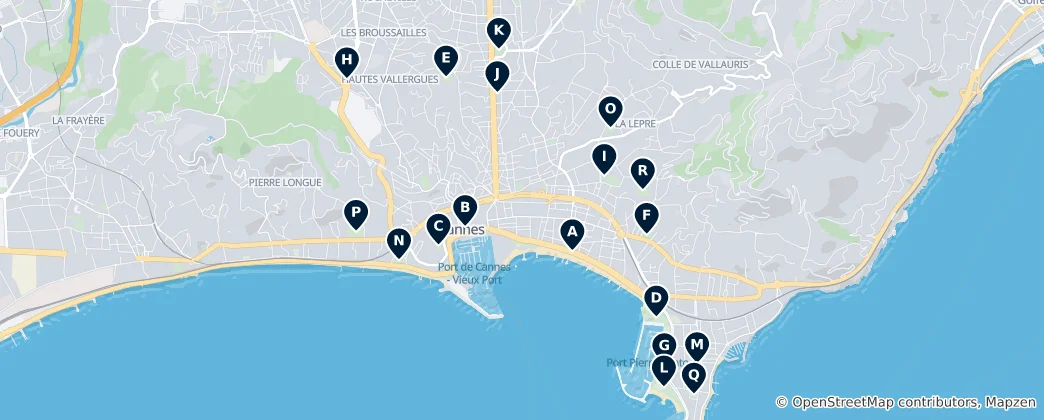 Map of Cannes Parks and Gardens