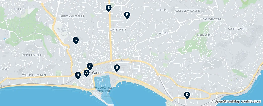 Karte von Cannes Religious Sites