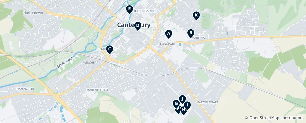 Mapa de Canterbury Heritage Trail