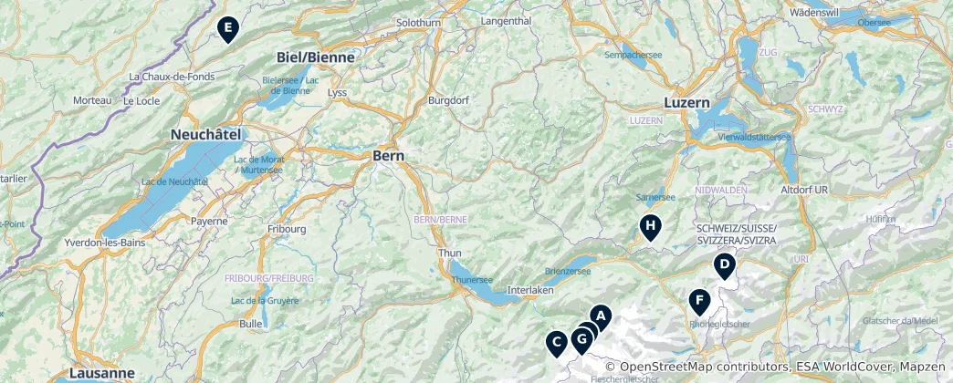 Map of Iconic Alpine Huts