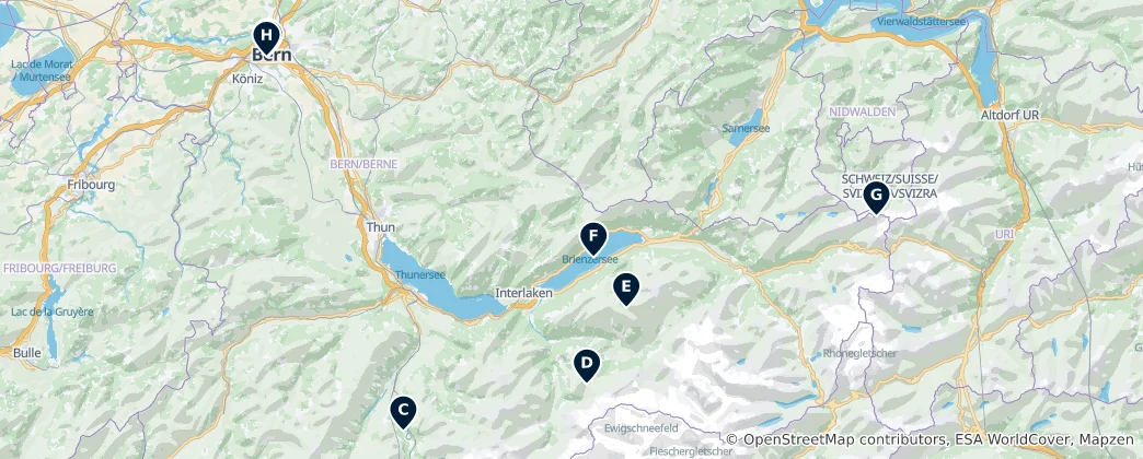 Mapa Kanton Bern Unmissables