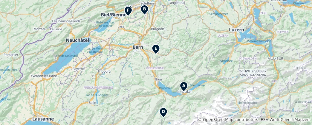 Map of Swiss Castles and Ruins