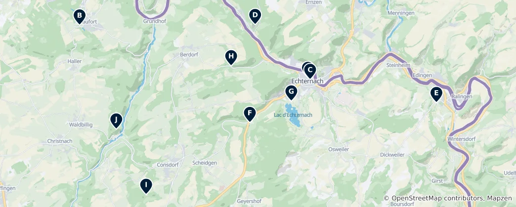 Map of Mullerthal Highlights