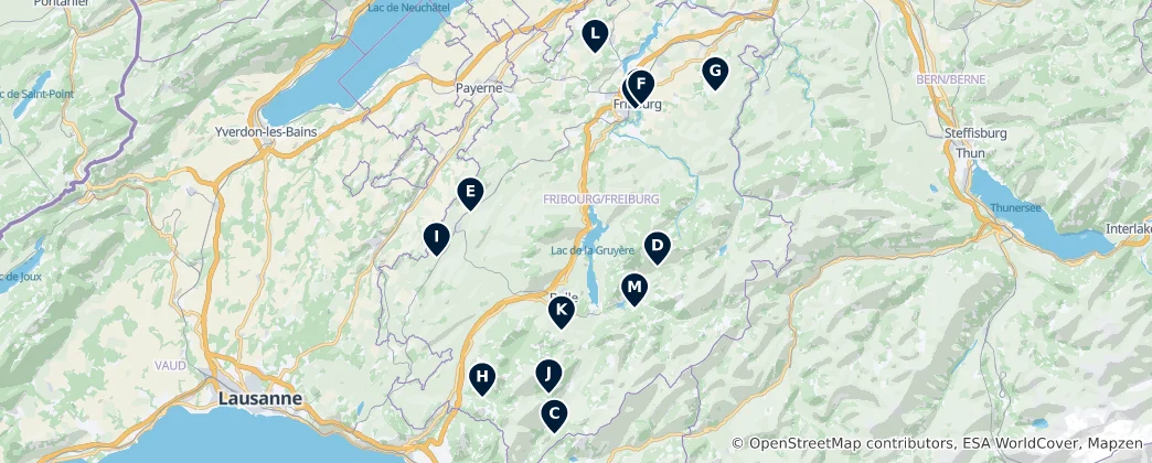 Mapa De Fribourg's Sacred Sites