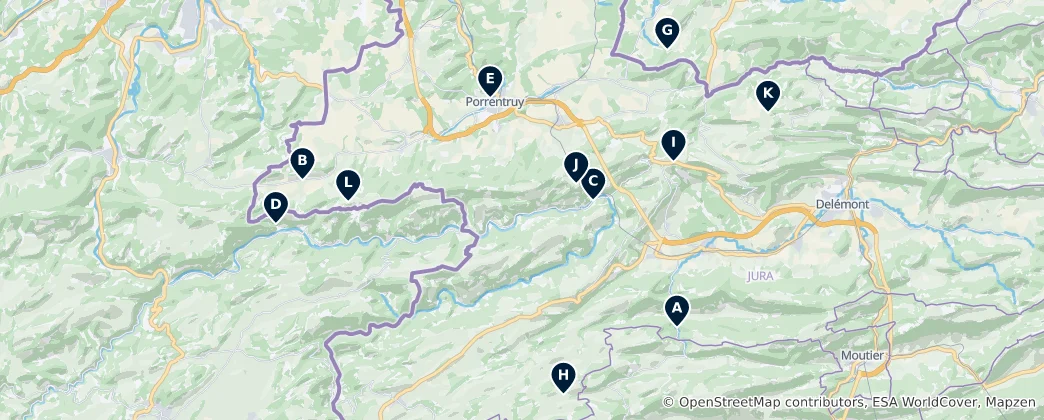 Mappa di Kanton Jura's Absolute Essentials