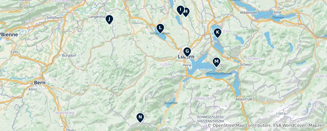 Map of Kanton Luzern's Unmissable Treasures
