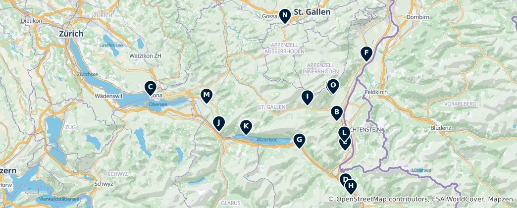 Mapa De Castles & Ruins of St. Gallen