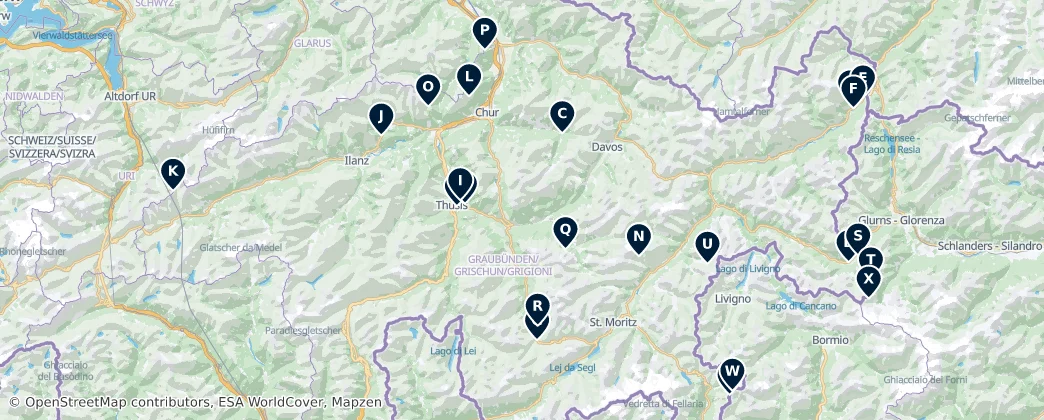 Carte de Kanton Graubünden's Unmissable Treasures