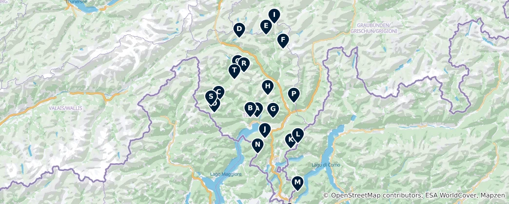 Map of Alpine Huts and Shelters