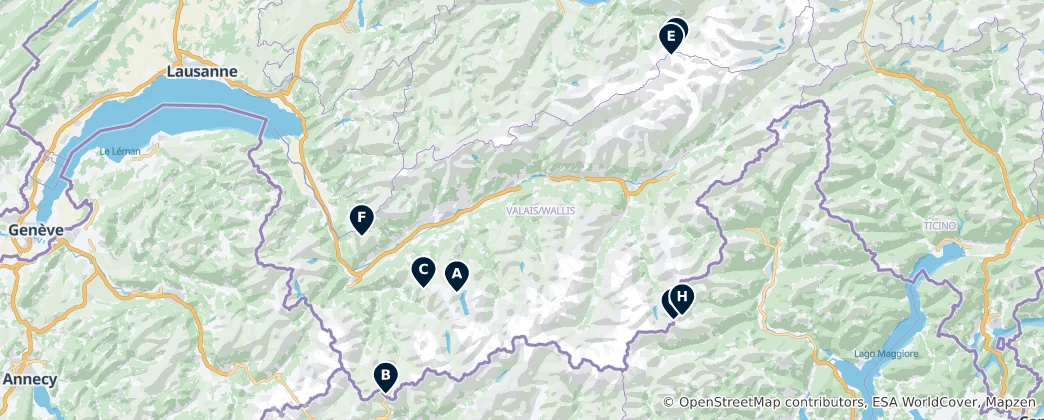 Map of Alpine Huts & Shelters
