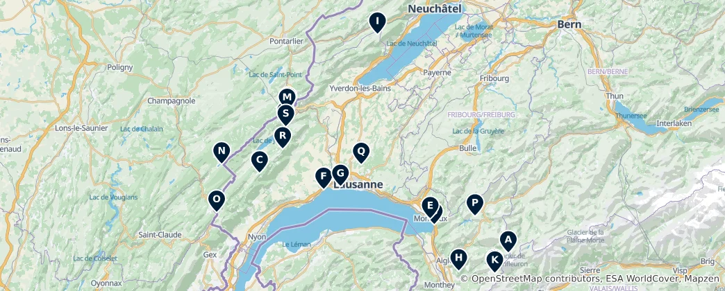 Map of Alpine Huts & Shelters
