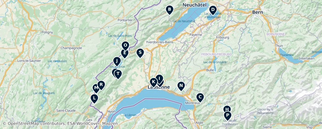 Map of Swiss Peaks and Vistas