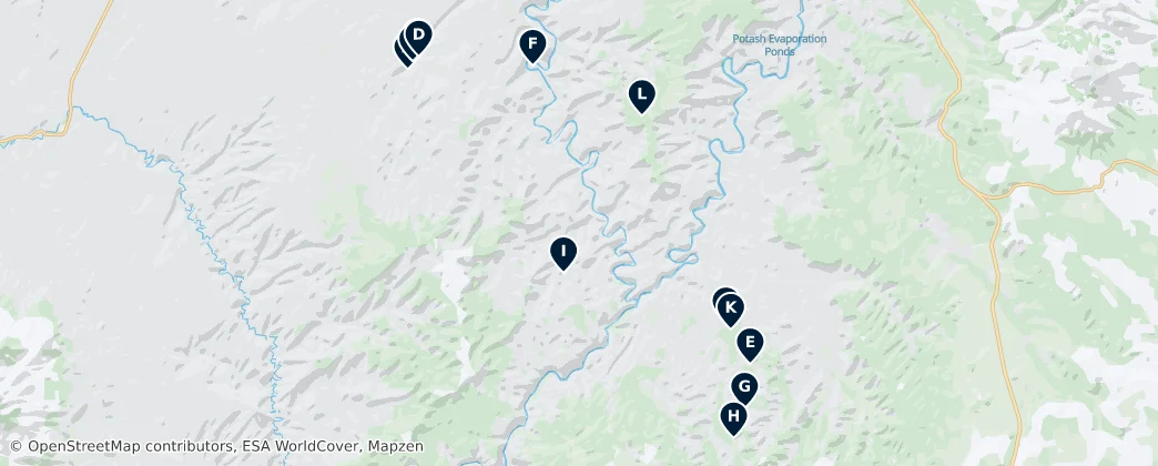 Mapa de Canyonlands Archaeological Sites