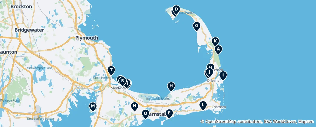 Карта Cape Cod Beaches