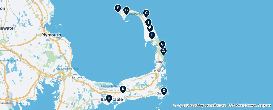 Mapa De Cape Cod's Unmissable Treasures