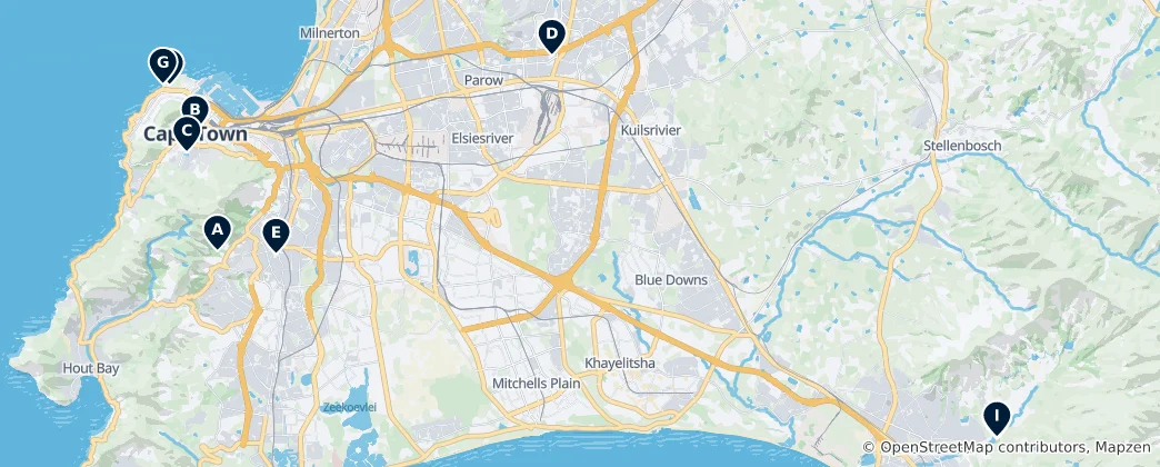 Map of Cape Town Parks & Gardens