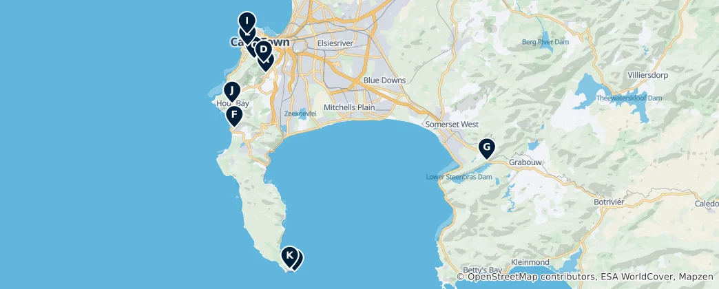 Mapa Cape Town Viewpoints & Peaks