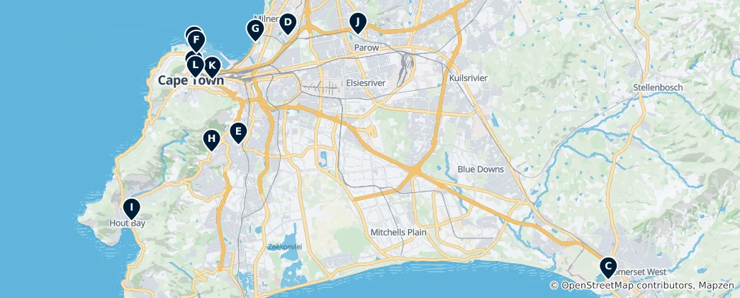 Mapa Top Shopping Destinations