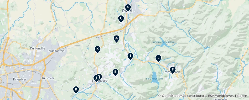 Mappa di Cape Winelands Essentials