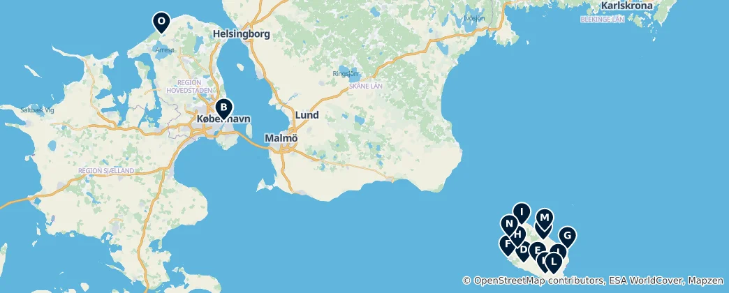 Mapa Historic Danish Churches