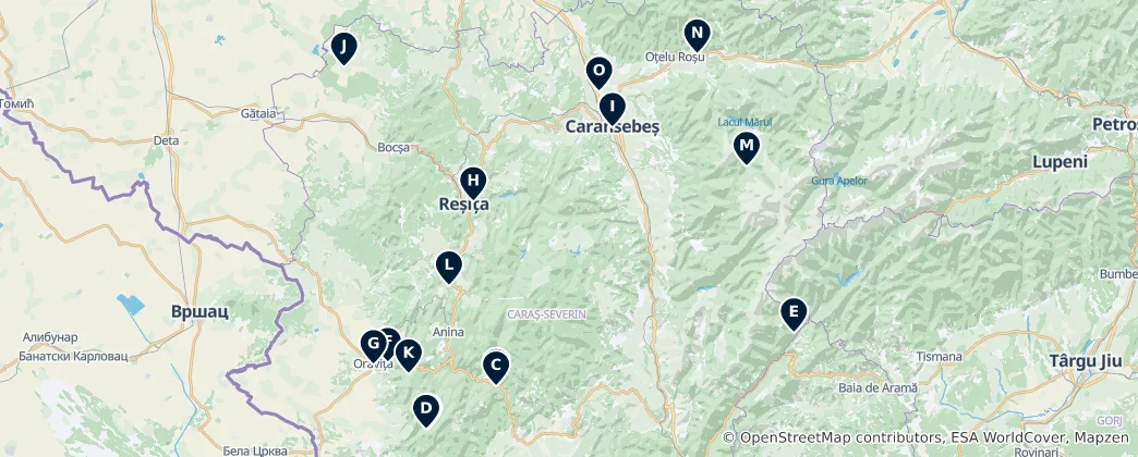 Mapa de Caraș-Severin's Essential Wonders
