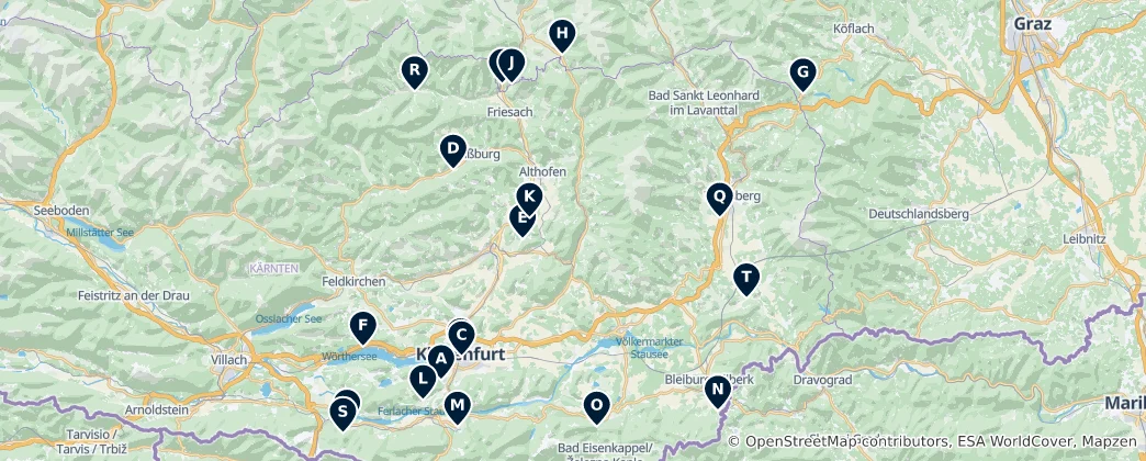 Mapa Austria's Sacred Sites