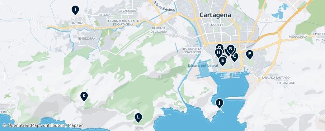 Map of Historic Sites of Cartagena
