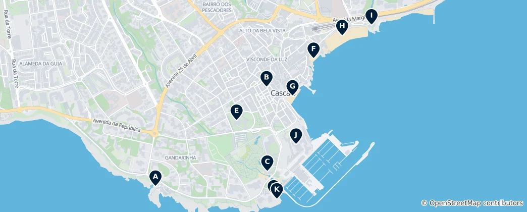 Karte von Cascais Must-Sees