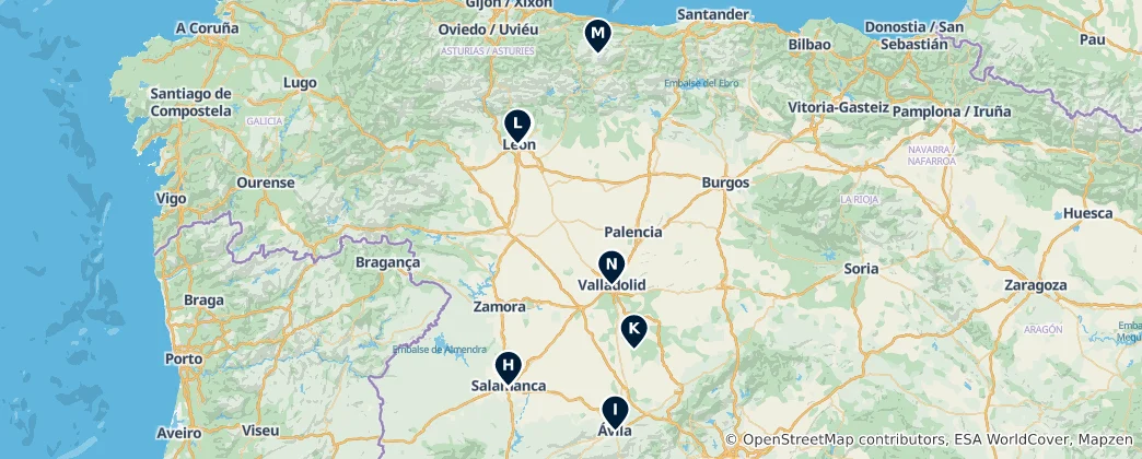 Mapa Castilla y León's Unmissable Treasures