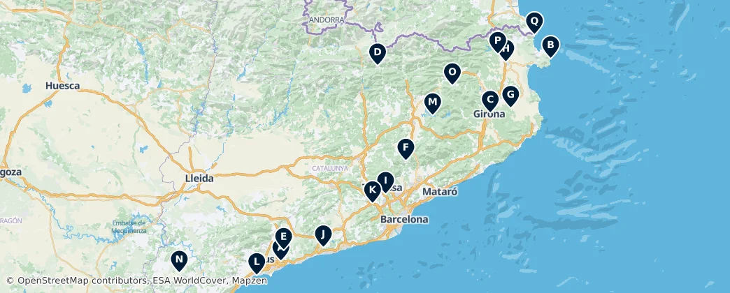 Mapa De Joyas Ocultas de Cataluña